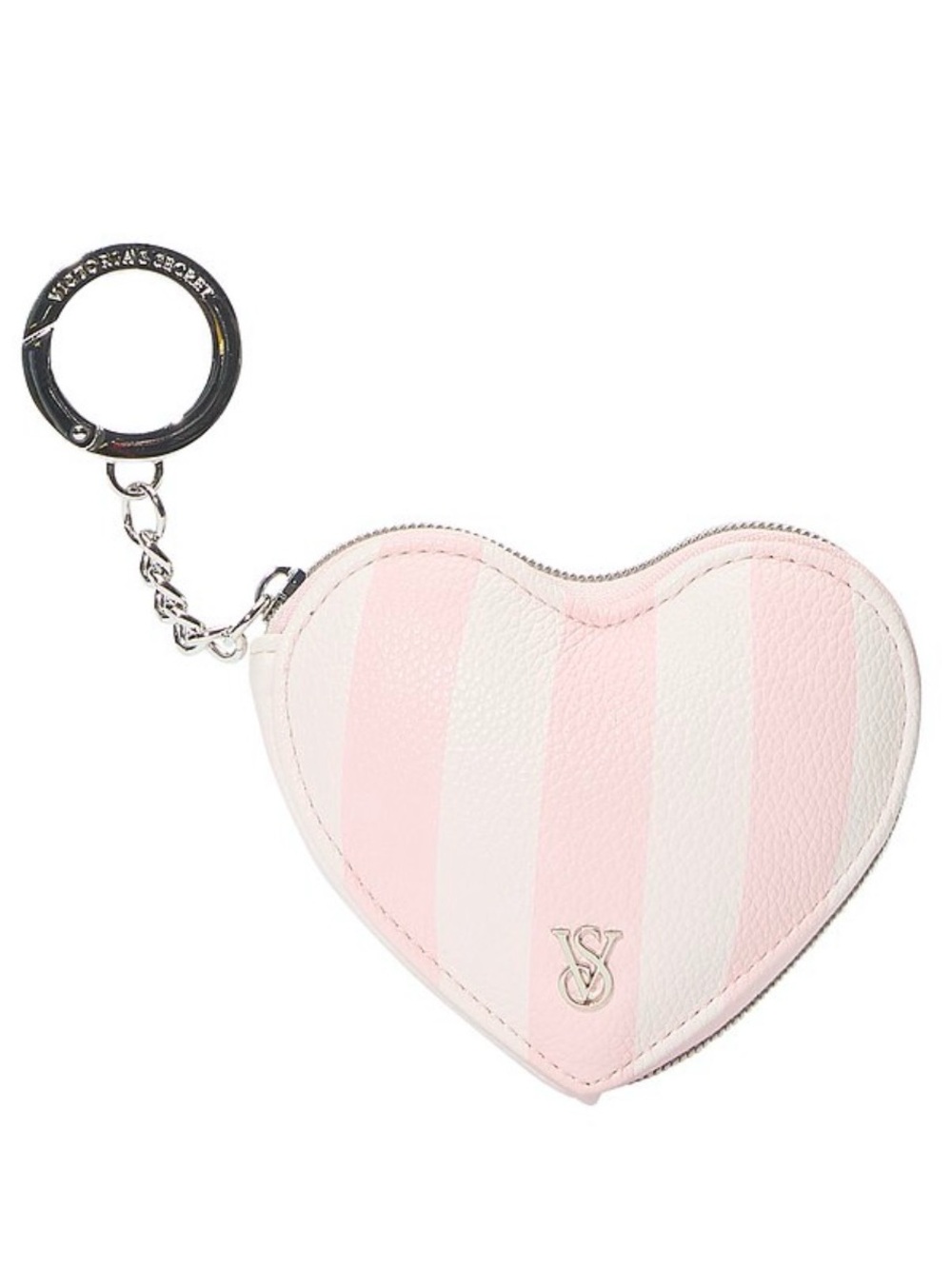 Victoria's Secret Pink & White Heart Coin Pouch Keychain